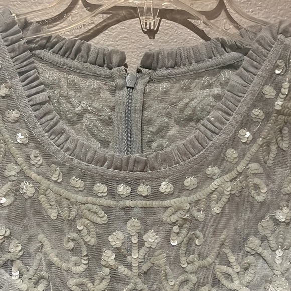 Mac Duggal SEQUINED ILLUSION HIGH NECK LONG SLEEVE MIDI DRESS 9142 Seafoam - Picture 14 of 14